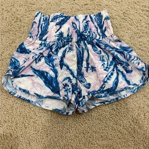 FP Movement by Free People High Waist Shorts - Blue and Light Pink